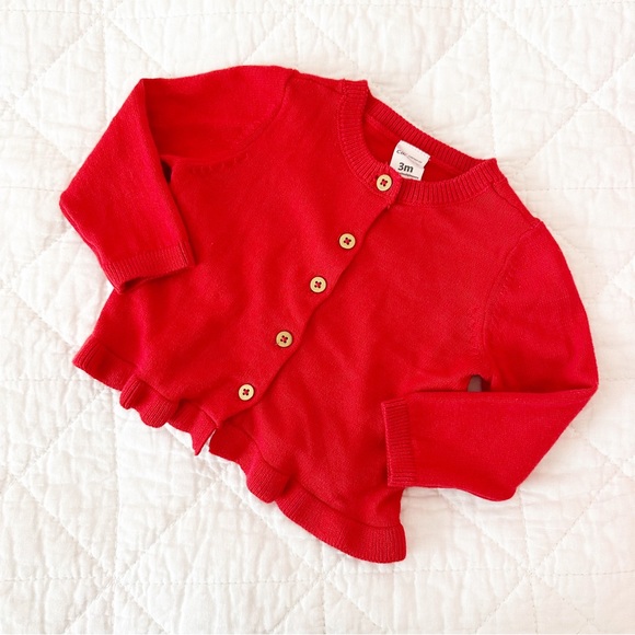 Carter's Other - CARTER’S Ruffle Cardigan Sweater Red 3 Months